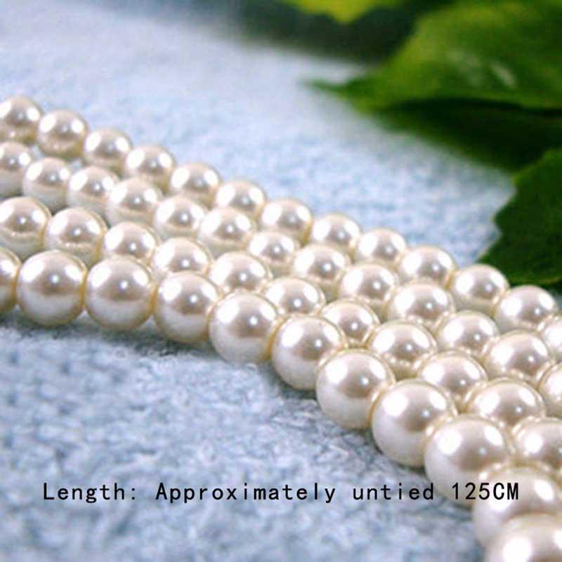 Artificial Pearl Beaded Double Layer Knotted Necklace Long Section Sweater Chain