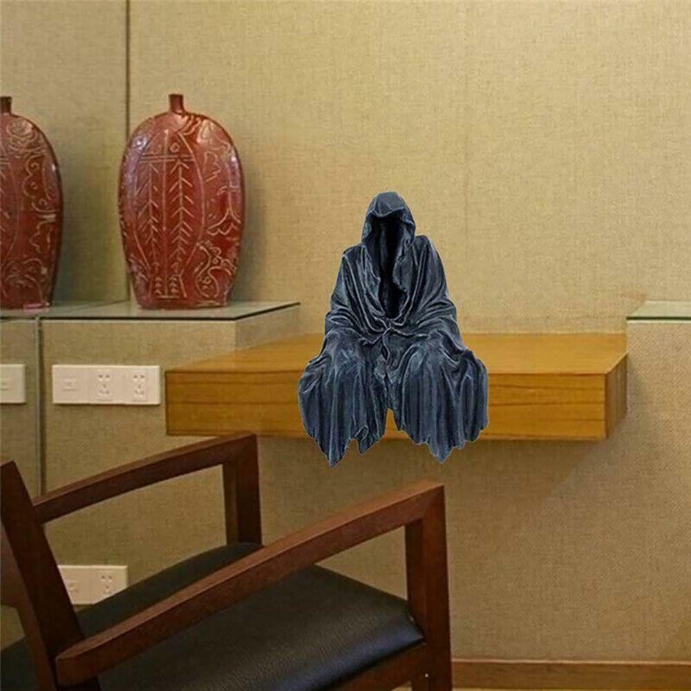 Home Decoration DIY Sculpture Halloween Decoration Black Grim Reaper Statue Desktop Figurine