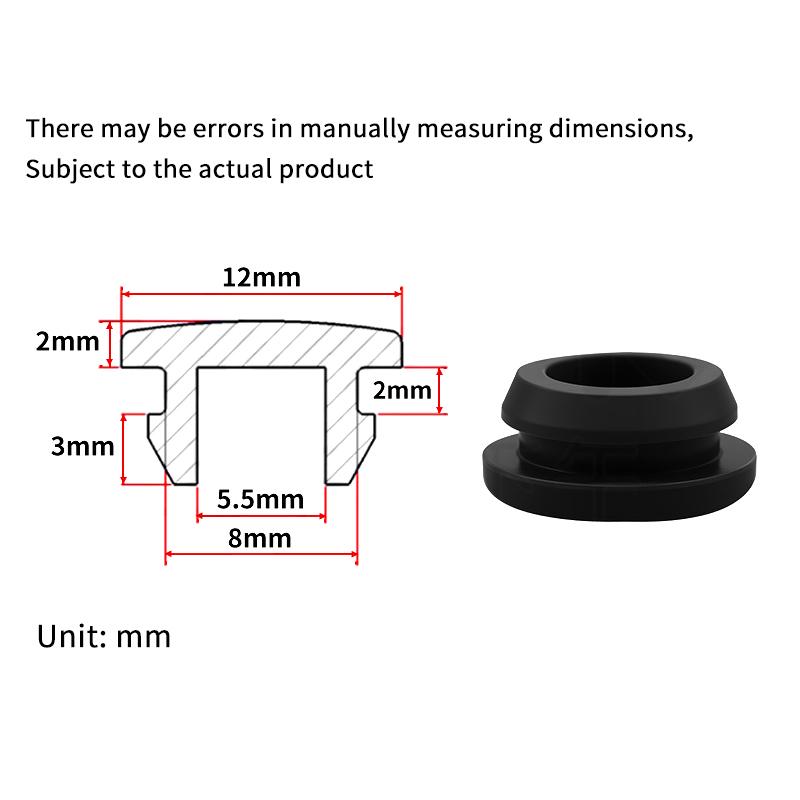4Pcs Silicone Plug,Rubber Stopper Protective Softness Black 8Mm Buckle Hole Sealing Non-Slip Foot Mat