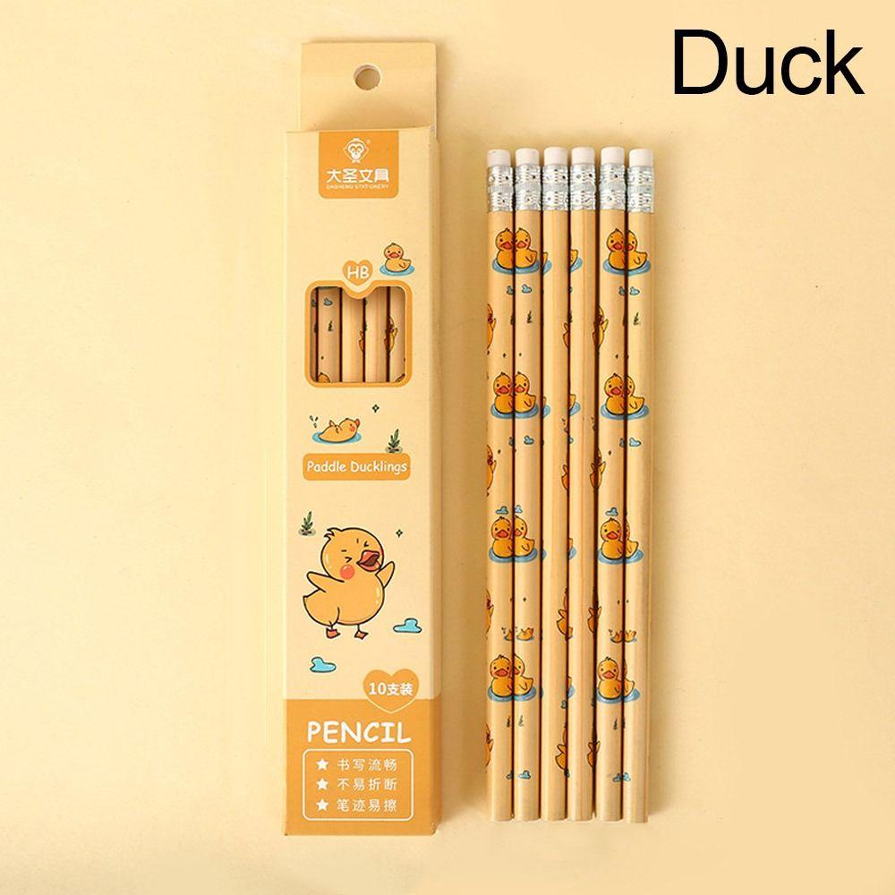 10Pcs Stationery HB Pencil With Rubber Head Painting Pencil Durable Writing Pencil  Office