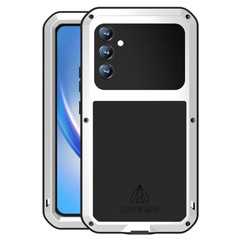 LOVE MEI Для Samsung Galaxy A34 5G Силикон+Металл Противоударный Прочный Чехол для Телефона со Встроенной Защитной Пленкой из Закаленного Стекла
