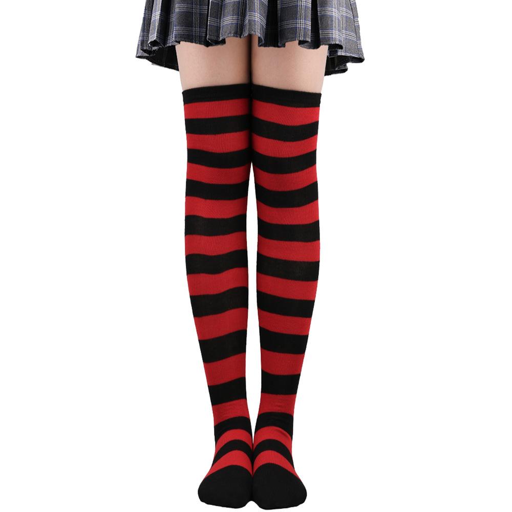 Autumn Winter Color Striped Stockings Japanese Over Knee Socks Fashion Women Keep Warm Sexy Slim Long Socks Striped Hosiery