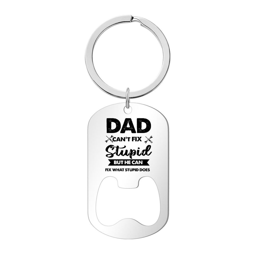 Engraved Metal Keychain Bottle Opener - Family Gift for Birthdays & Father's Day