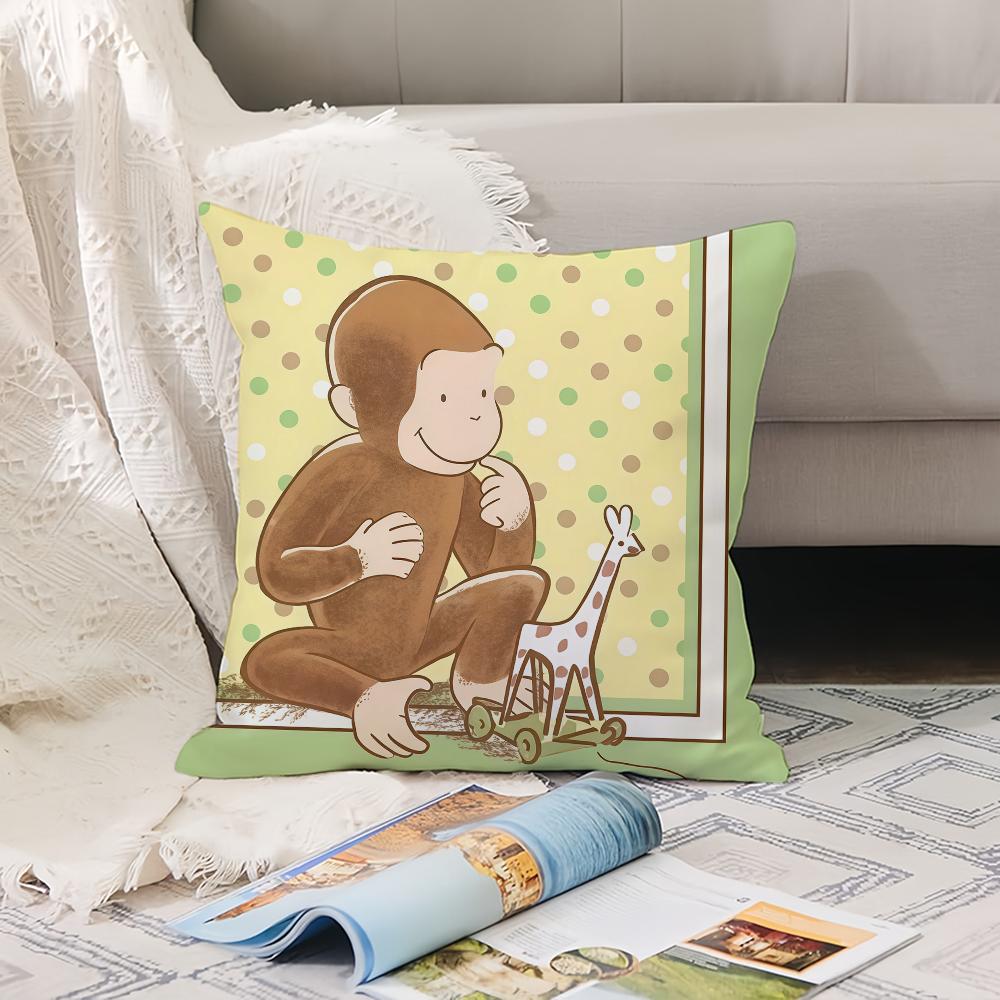 Cartoon Cute C-Curious G-George Pillow Case Office Cushions Suitable For Sofa Car Bedroom Decorative Cushion Cover
