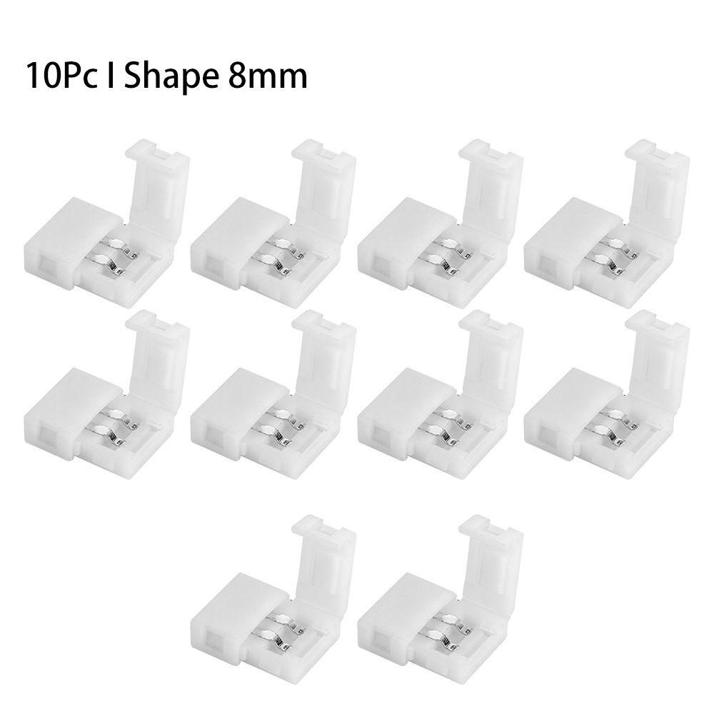 1/5/10Pcs New Clip-on Coupler Solderless 2Pin PCB LED Strip Connector 8mm 10mm