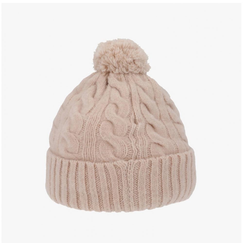 Kangol K4460sm Светло-розовая вязаная косичкой шапка с помпоном