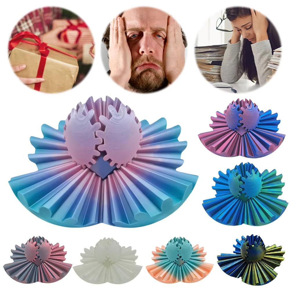 Eye-catching 3D Printed Gear Ball Gear Sphere Deformation Spin Ball Kids Toy 3D Gear Ball Ornament