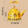 Enameled Teakettle with Ceramic Handle,Tibet Good Luck yellowTea Kettle for Stovetop/induction Cooke Hot Water No Whistling 2.4L