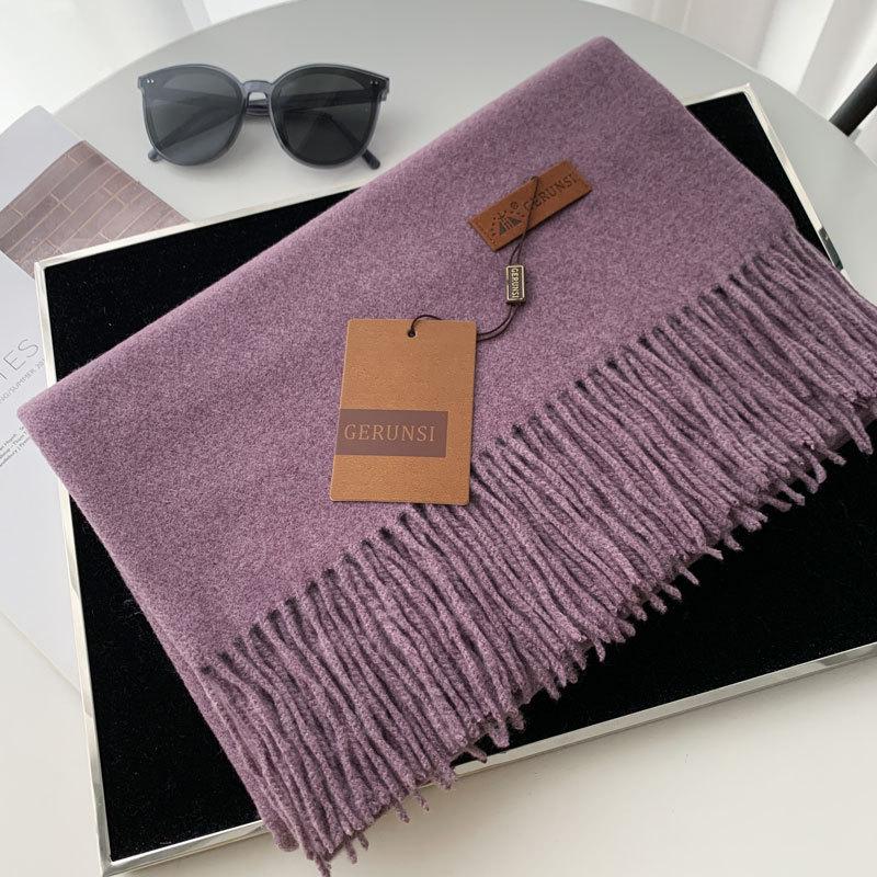 Cashmere Hand Feel Autumn And Winter Solid Color Scarf Women'S Thick Tassel Simple And Versatile Soft And Warm Imitation Cashmere Shawl