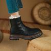 Мода 2025 Зимние ботильоны для женщин Натуральная кожа Высокая платформа Каблуки Шерсть Снежные ботинки Размер Застежка-молния Короткая Теплая обувь Базовые ботинки
