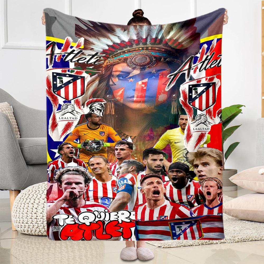 Atletico Madrid Blanket Durable Comfort Great For Couch Bed Picnics Four Seasons Multipurpose Modern Style Ideal Gift For Friends Family Couples Picni