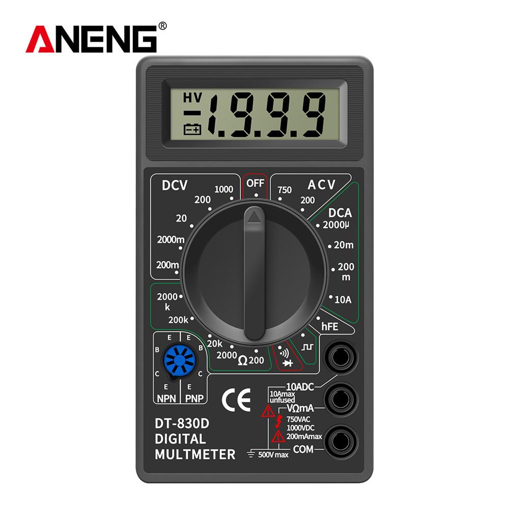 Aneng DT830D мини-цифровой мультиметр, вольтметр, тестер напряжения, ампер-ома, амперметр постоянного тока и переменного тока, измеритель мощности с зондом, зуммером