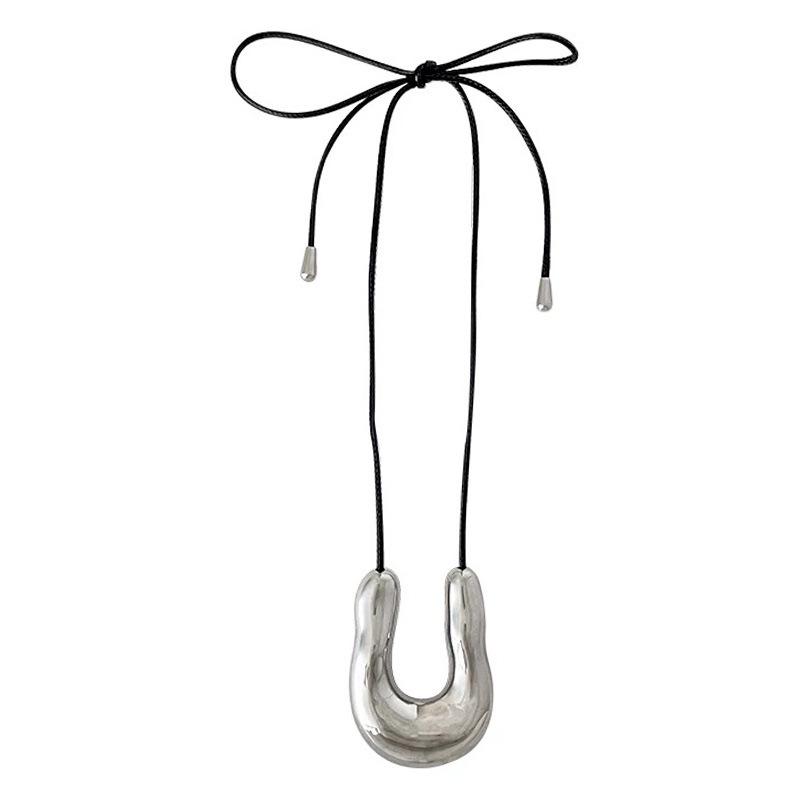 Ожерелье-подвеска в форме подковы из металла в форме буквы U - Женская роскошная длинная цепочка для свитера.