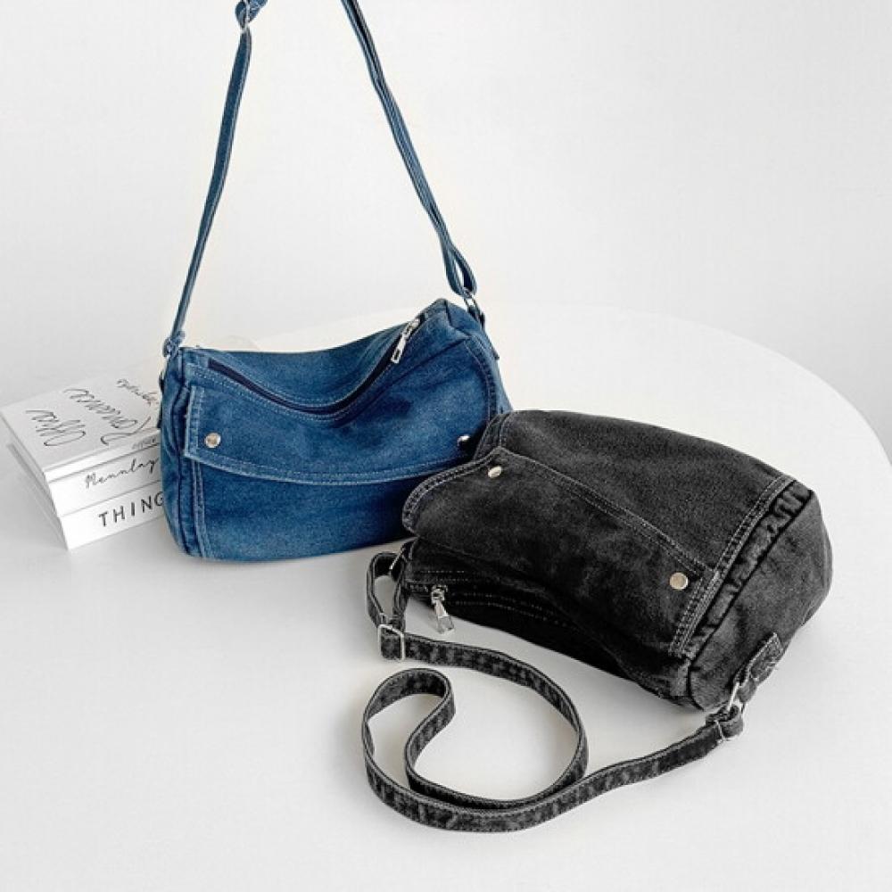 Fromheaven Vintage Washing Denim Casual Crossbody Bag