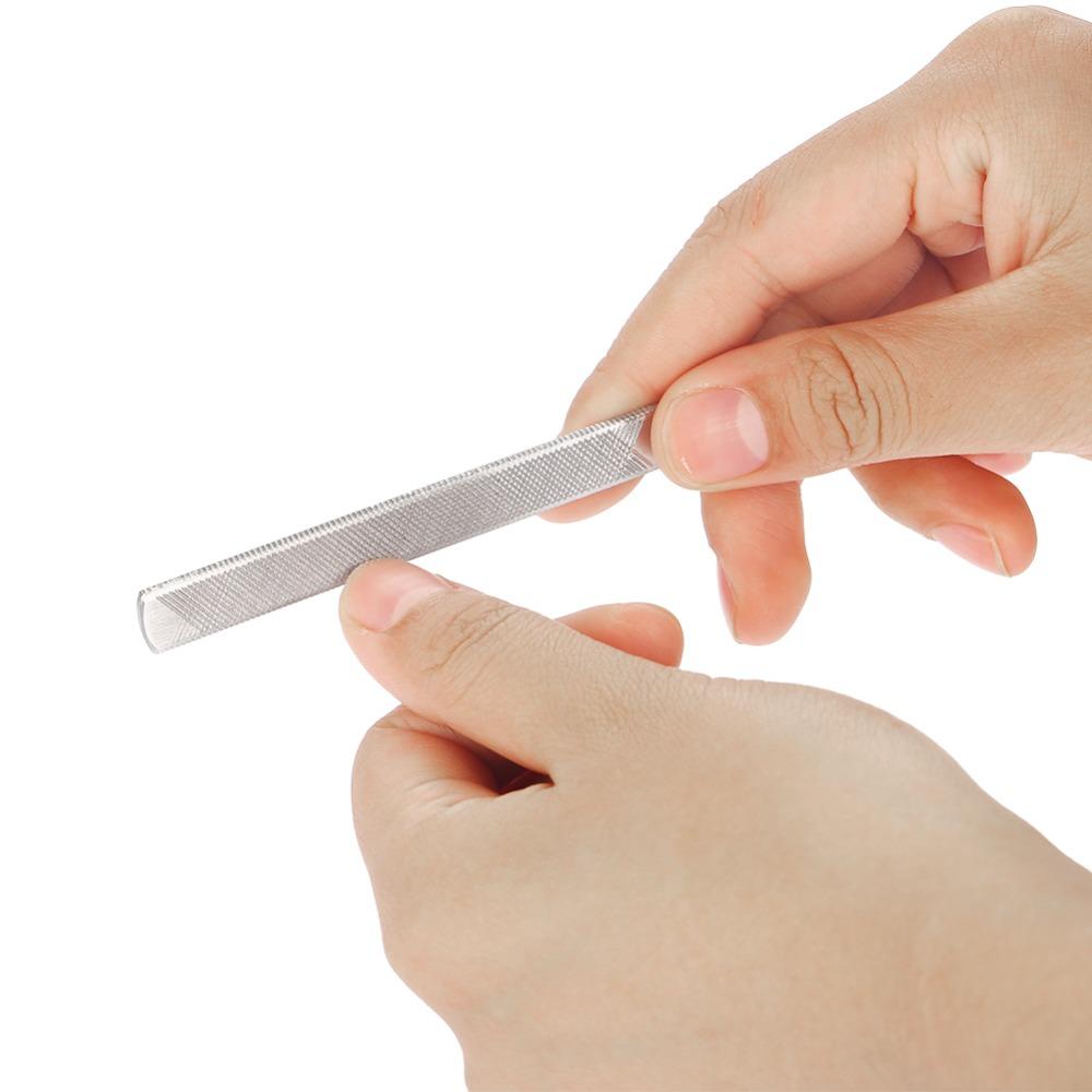 5pcs Washable Stainless Steel Nail File Use On All Four Sides Double Sided Nail Buffer Home Use