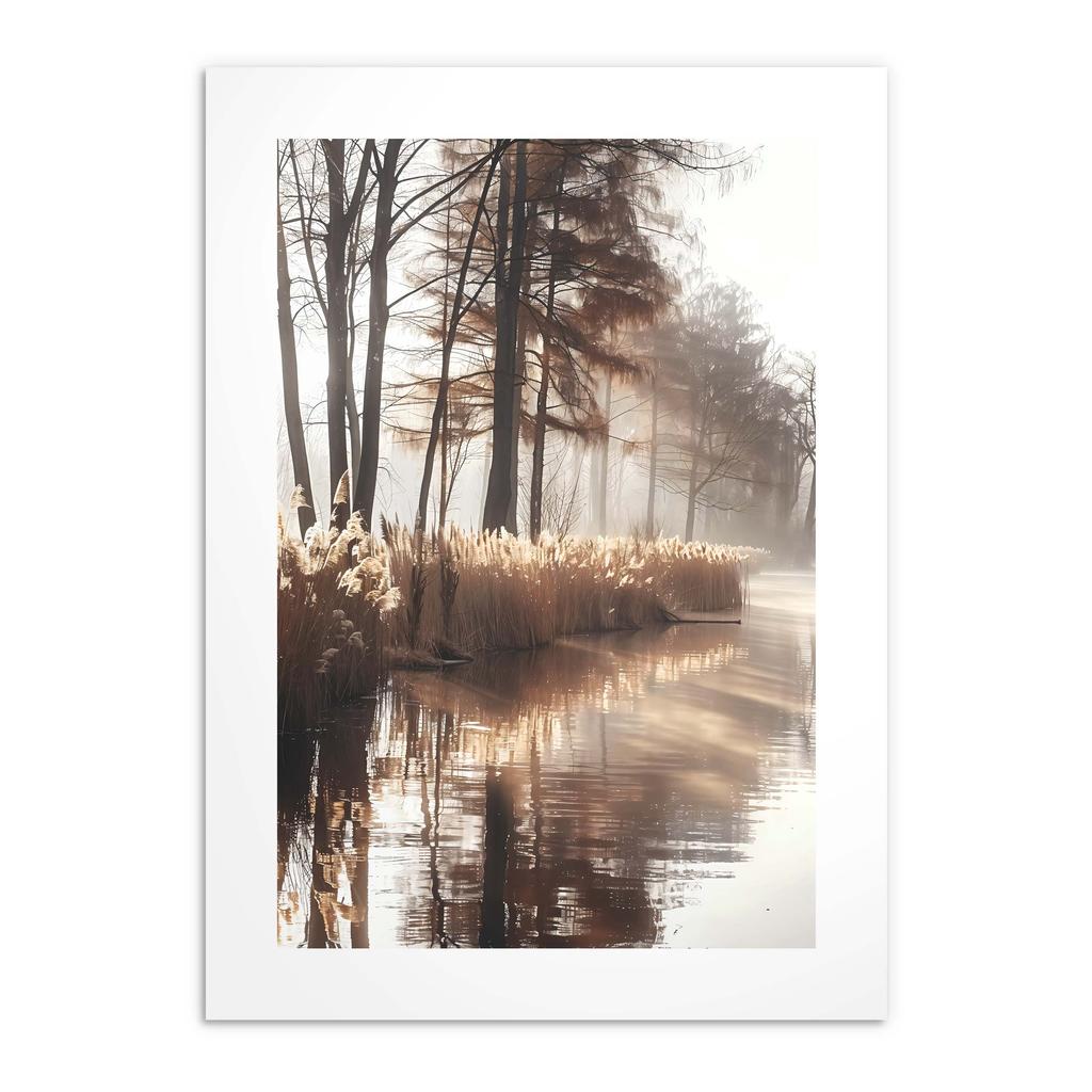 Obraz Plakat czarnej w ramie 50x70 Las Rzeka Ozdoba Boho do Sypialni Salonu