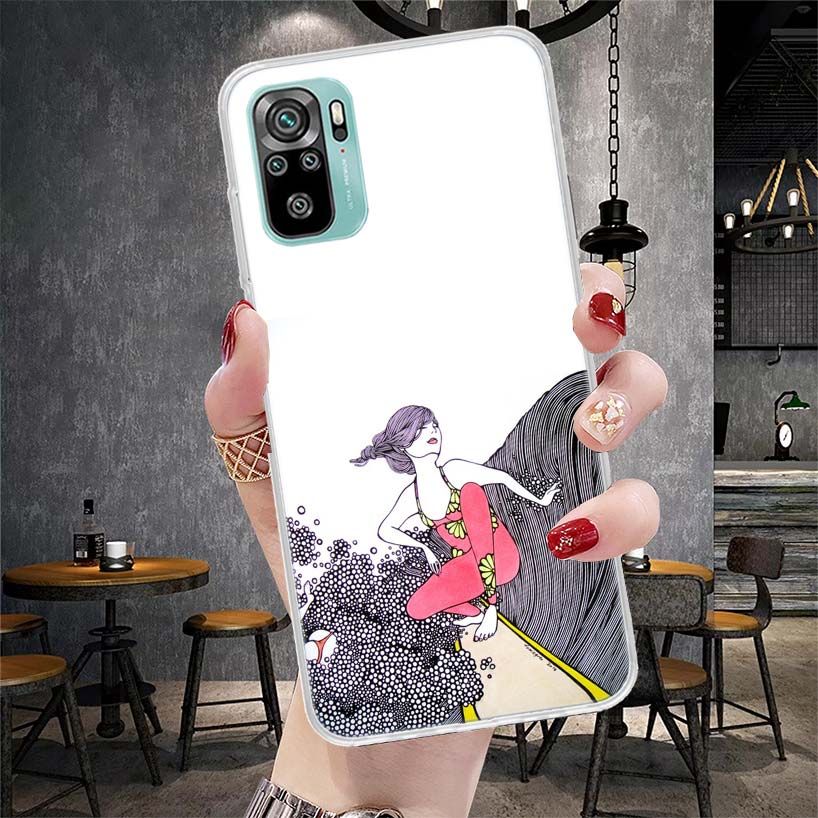 Surfboard Surfing Surf Girl Summer Soft Phone Case For Xiaomi Redmi Note 15 14 14S 13 12 Pro Plus 12S 11 11S 11E 10 10S 11T 5G F