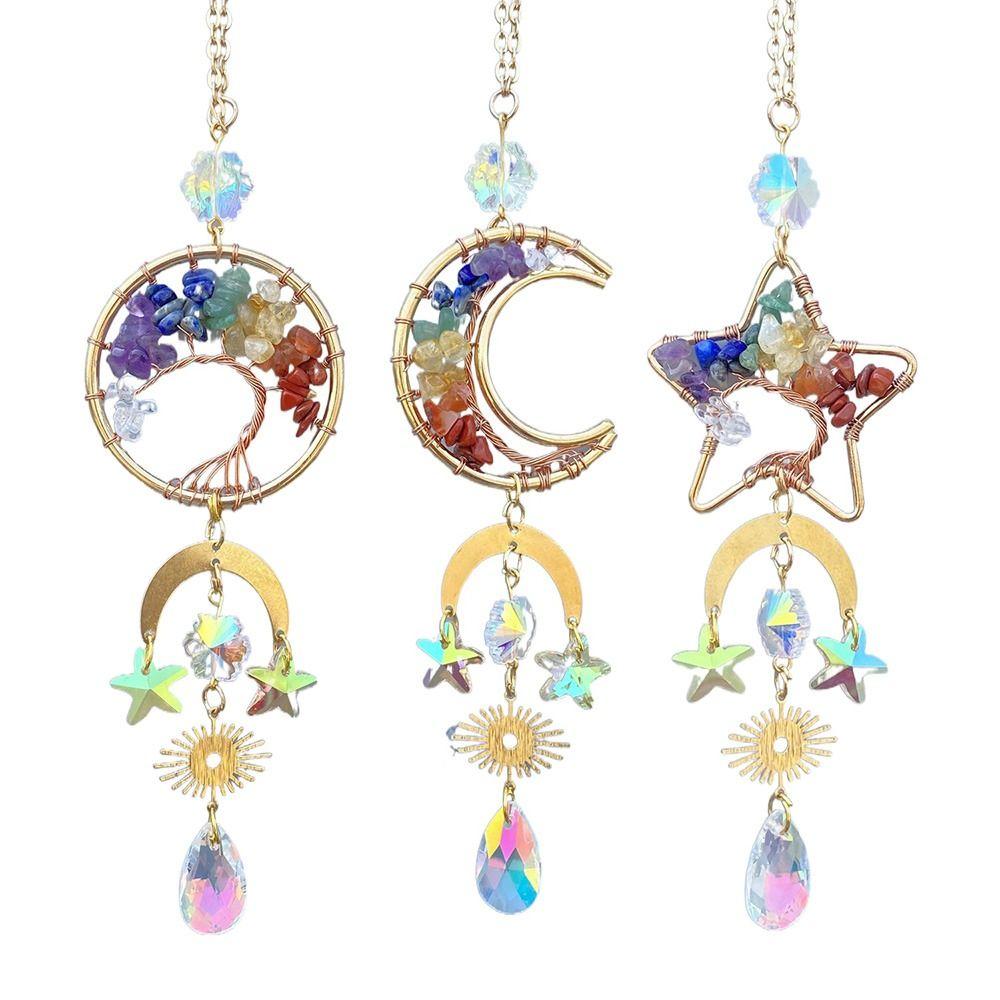 Natural Crystal Crystal Car Hanger Sun/Moon/Star Windows Hanging Suncatchers Garden Decoration