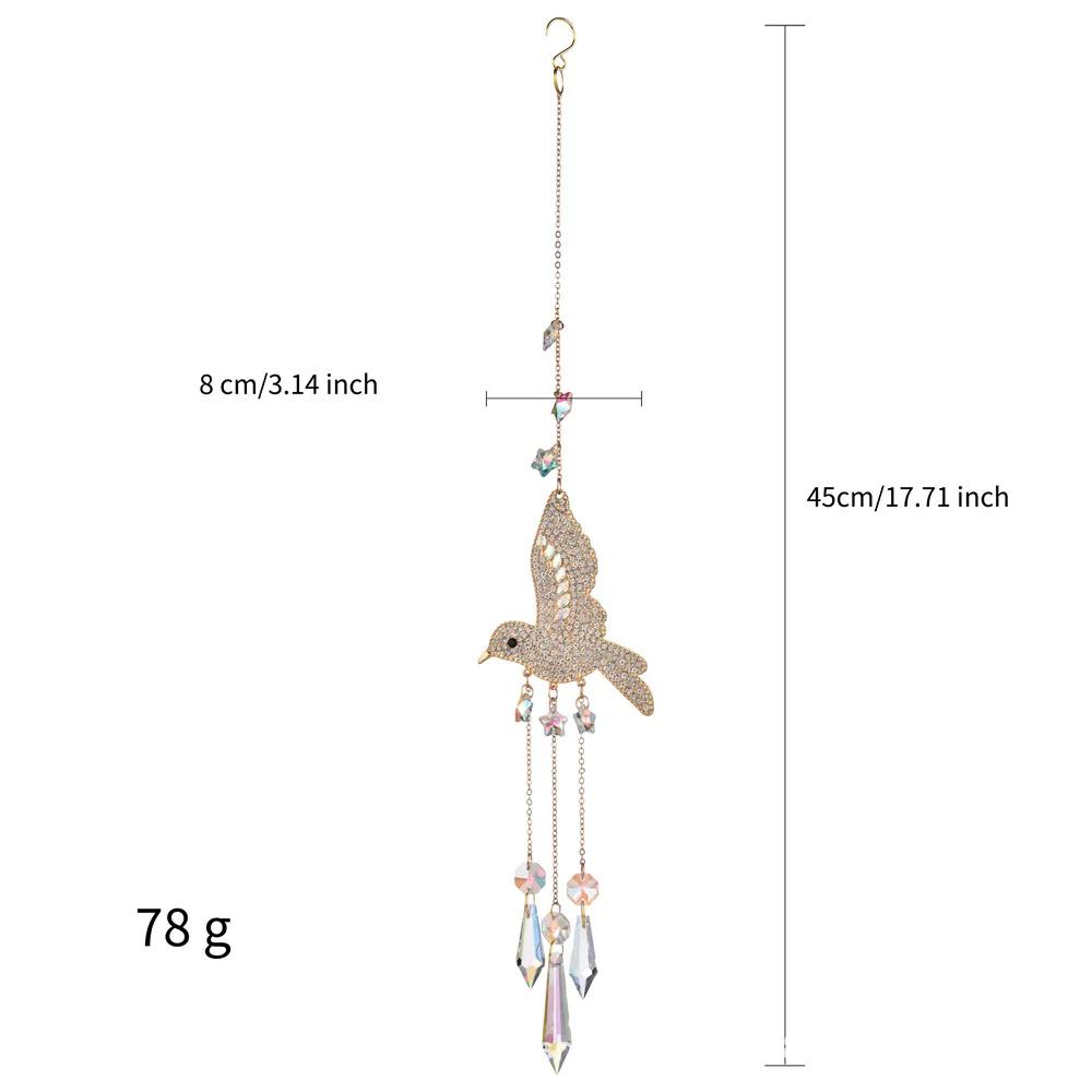 3D Diamond Hummingbird Leaf Sun Catcher Outdoor Wind Chimes Home Decoration Crystal Ball Ornament House Garden Cuisine Decor