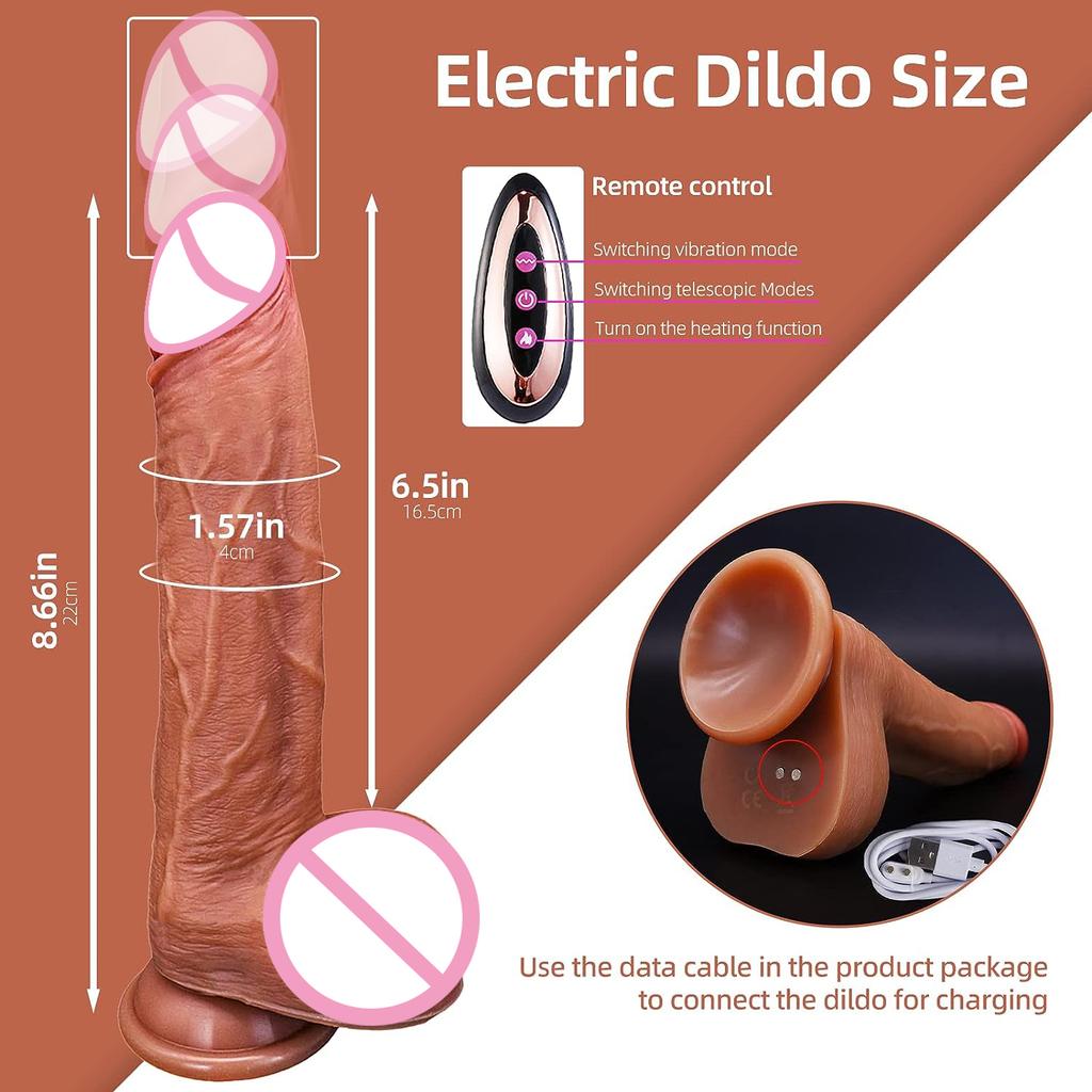 Реалистичный дилдо Огромные толкающие дилдо Вибратор для стимуляции точки G и анальной стимуляции Толстый член Вибратор с дистанционным управлением Секс-игрушки для женщин