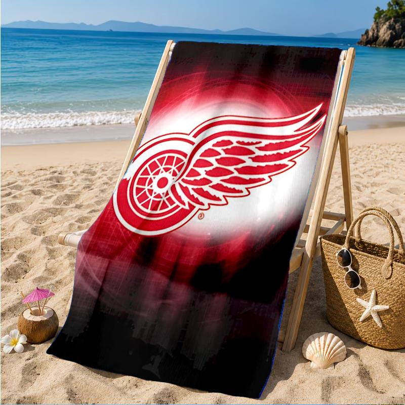 Red Wings Logo Beach Towel, Super Soft Microfiber, Perfect Gift for Her/Him, Birthday, for Pool, Beach, Travel, Decor Beach Party