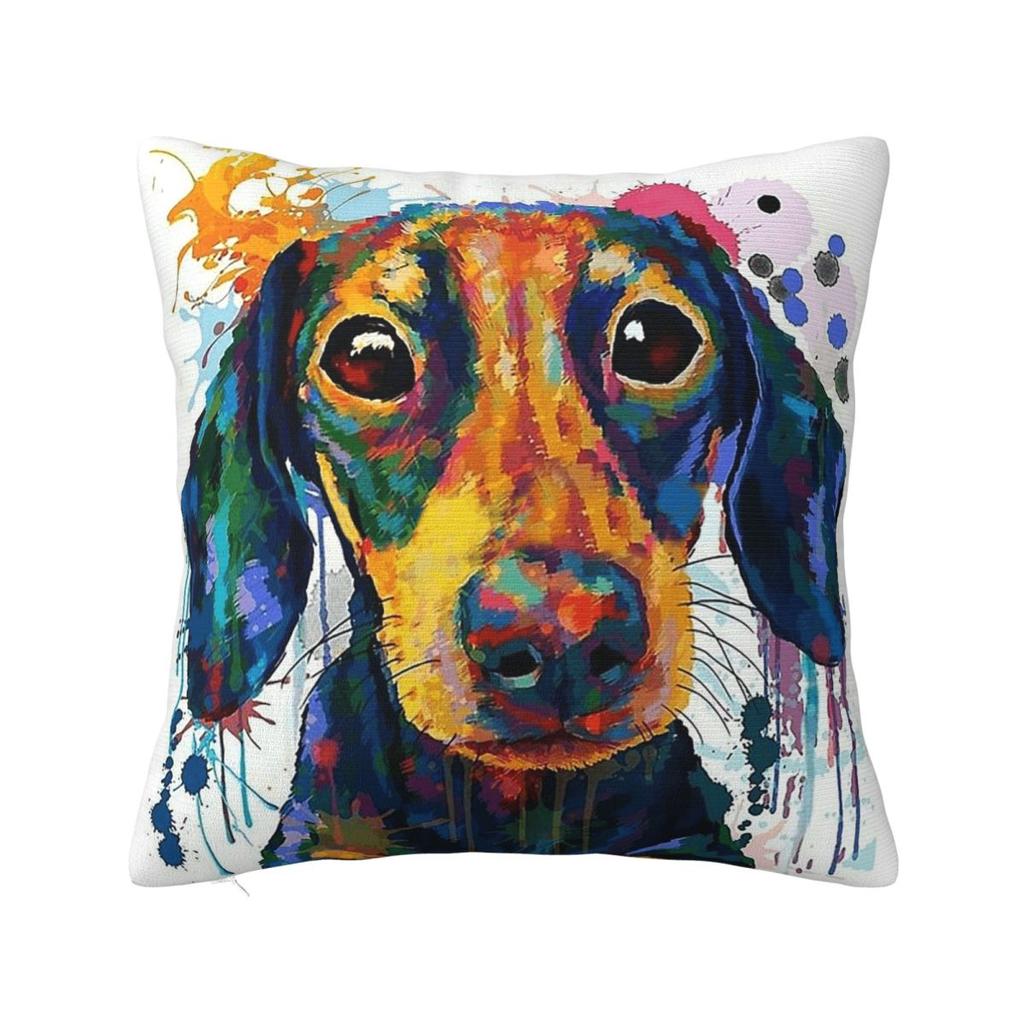 Dachshund Dog Art Throw Pillow Cover Polyester Throw Pillow Wiener Sausage Doxie 4545cm Pillowcase