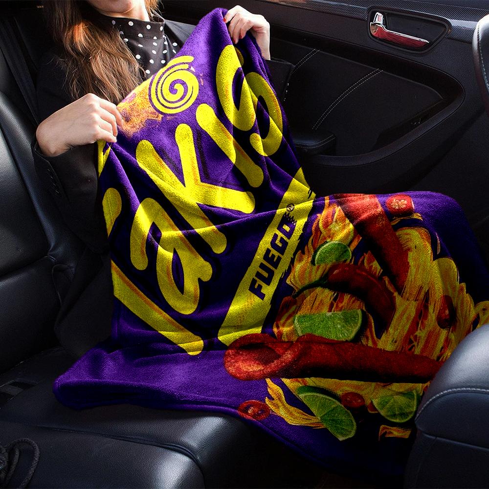Custom Name Takis Fuego Theme Printed Blanket - Perfect for Couch, Bed, Travel & Outdoor Use | Machine Washable, Cozy & Durable.