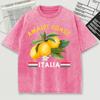 Amalfi Coast Italia Design Snow Wash T-Shirt Mens Summer Comfortable Short Sleeve Loose Unisex Cotton Tops Trendy Top
