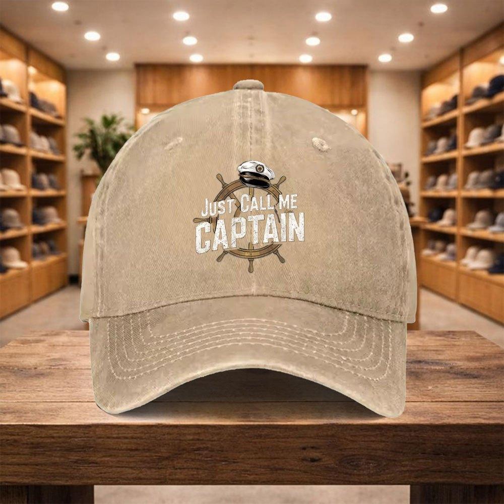 pc Adjustable Duckbill Baseball Cap with Just Call Me Captain Text Lightweight Unisex Snapback Hat Suitable for Sports Tra