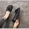 Women's Genuine Leather Non-slip Flat Shoes - Comfortable Round Toe for Middle-aged & Elderly