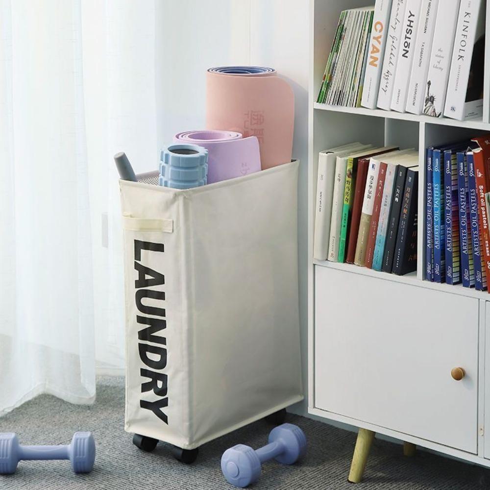 Laundry Basket Foldable Dirty Clothes Basket Yoga Storage Bags Clotheing Organizer Home Assortment Box With Wheel Narrow Boxs