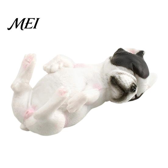 Decorative Dog Statue Simulated Sleeping Model, Realistic Lying French Bulldog Figurine, Mini Handcrafted Figurine PVC Animal Educational Toy