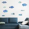 10 Pcs Wood Fish Nautical Wall Decor Rustic Hanging Beach Decor Ocean Coastal Theme Vintage Blue Fish Sculpture for Living Room Bathroom Kitchen