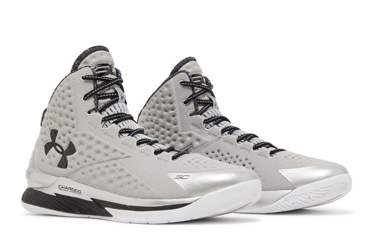 Men's Sneakers Under Armour Curry 1 Retro Black History Month Metallic Silver/Black