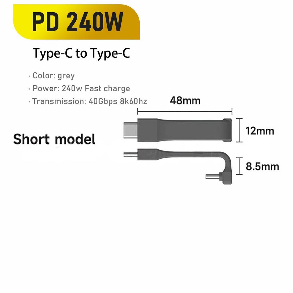 Короткий кабель USB4 240 Вт быстрая зарядка U-образный кабель USB C 40 Гбит/с 8K видео для iPhone 16 15, iPad, SSD, концентратор Thunderbolt 4/3
