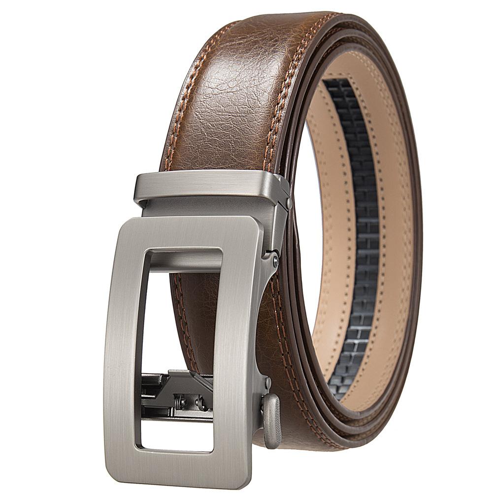 1шт двухслойный ремень из коровьей кожи с автоматической пряжкой, мужской ремень, деловой ремень Ly35-0838-1