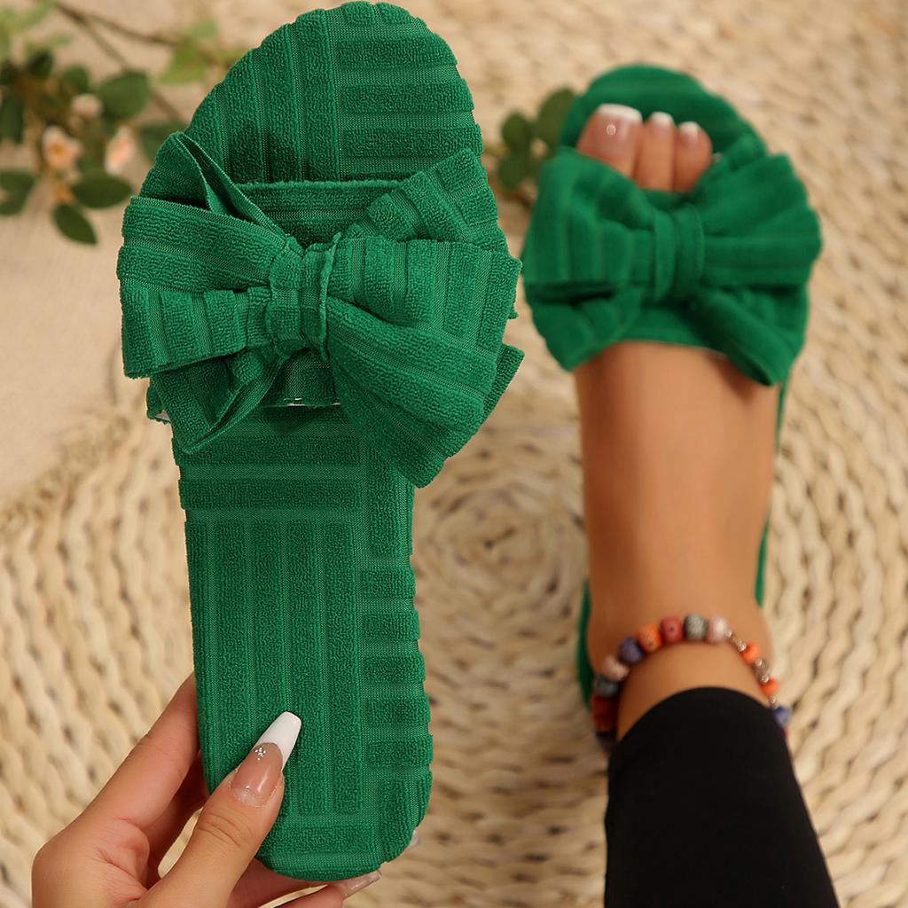 Модные женские тапочки с бантом, вельветовые туфли для гостиной, домашние повседневные комнатные тапочки, легкие нескользящие сандалии, мягкие шлепанцы для женщин