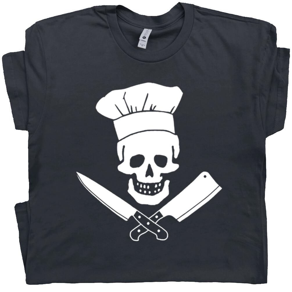 Chef T Shirt Skull And Bones Head Funny Cooking Cool Graphic Bbq Men Women Grill