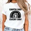 (Premium T-shirt)New Protect The Ocean Earth Day Every Day Letter Printed T-Shirts For Female Summer Tee Shirt Casual Tops