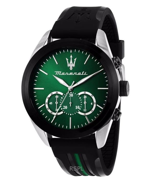 Maserati Хронограф Traguardo Каучуковый ремешок Зеленый циферблат "солнечные лучи" Кварцевые R8871612043 100М Мужские часы