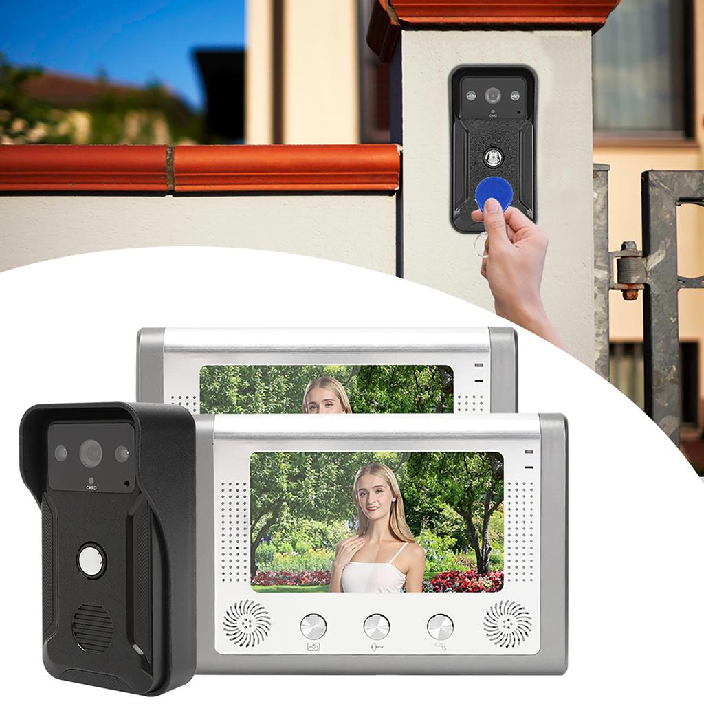 7-дюймовый 2-дисплейный дверной звонок с ночным видением TFT ID-карта Интерком-камера Видеодомофон