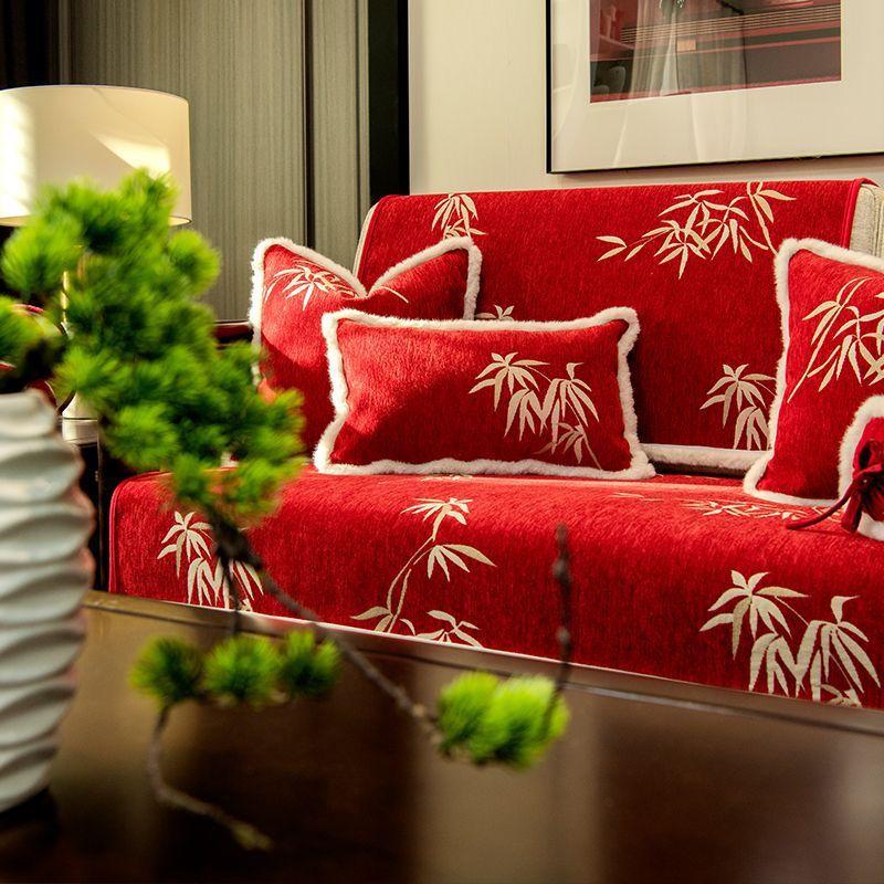 Новый китайский стиль бамбуковый плюшевый диван подушка украшение для дома гостиная нескользящее толстое полотенце для спинки мягкий удобный все включено диванный чехол