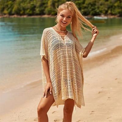 Летние женские купальники, солнцезащитная одежда, накидка, свободный пляжный пуловер, полые вязаные морские праздничные наружные рубашки