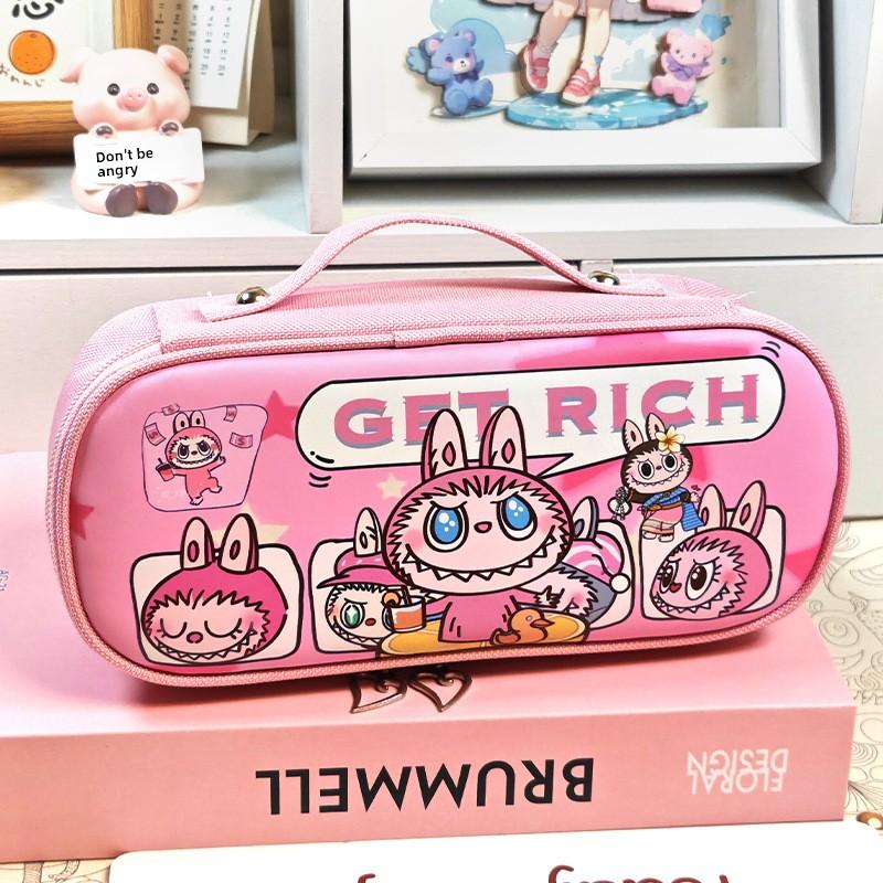 Stationery Box Canvas Portable Pencil Case Cute Bubble Matt Pencil Case Primary School Student Large Capacity Girl Heart