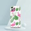 Для iPhone 15 16 14 13 12 mini 11 Pro Max XS X XR SE 7 8 Plus Силиконовый прозрачный чехол милый Розовые фламинго лист Чехол для телефона