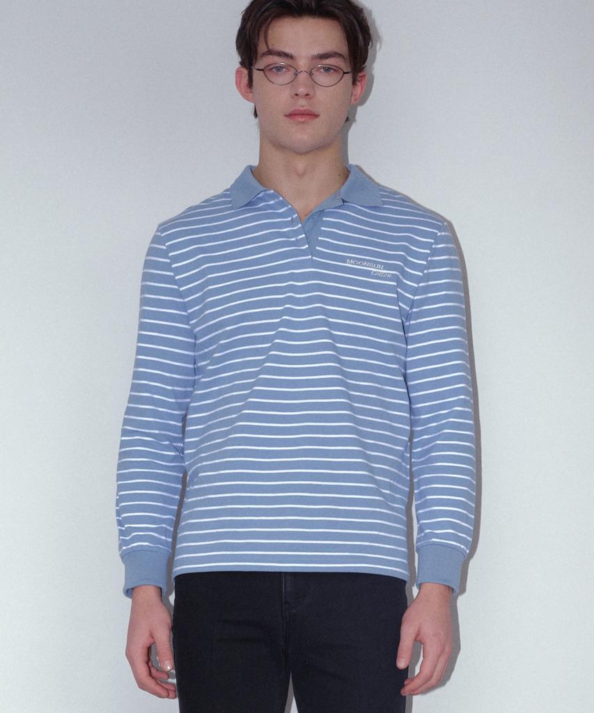 MOONSUN 01 M.C Unisex, Stripe Pk Shirt / Sky