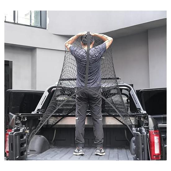 Highly elastic cargo net, simple truck bed cargo net storage rack, suitable for daily light trucks, 4'x4' can be stretched to 7'x7' (single layer)