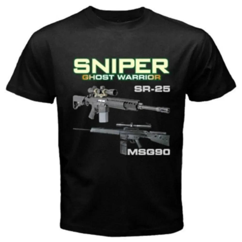SR25 MSG90 СВД Драгунов AS50 Винтовка Снайпер Призрачный Воин Футболка 100% Хлопок Круглый Вырез Летняя С Коротким Рукавом Повседневная Мужская Футболка