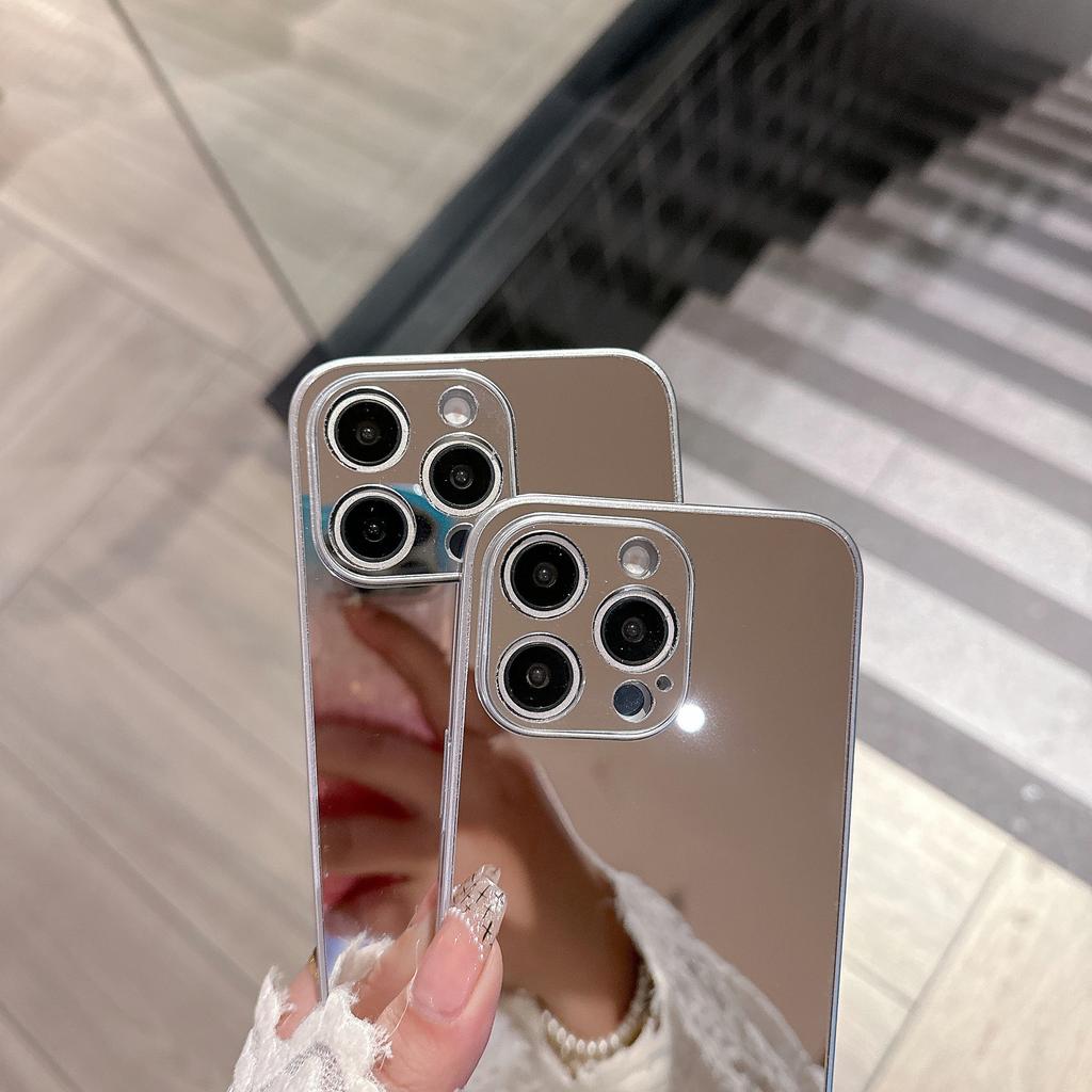 Зеркальная поверхность для чехла для мобильного телефона IPhone 16 15pro Высококачественное гальваническое покрытие Тонкие отверстия для IPhone13 Защитный чехол «два в одном»