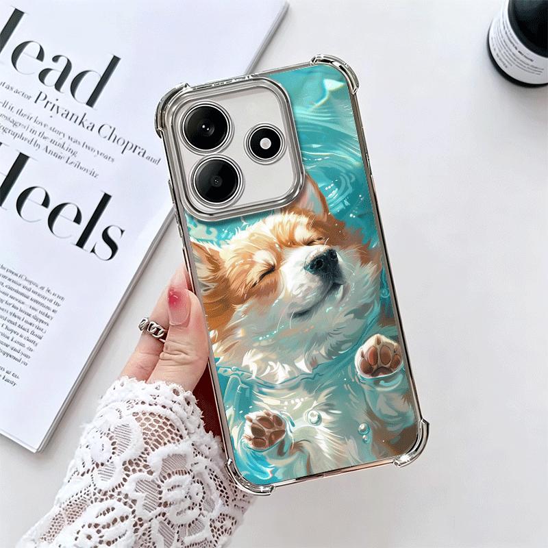 Corgi Dog Cute Plating Phone Case For Xiaomi Redmi Note 14 15 Pro Plus 13 12 11 11S 11T 10 9S 9 5G Anti-Fall Airabag Cover
